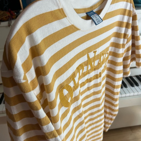 Old Navy Yellow and White Striped Embroidered Top XL - Picture 15 of 16